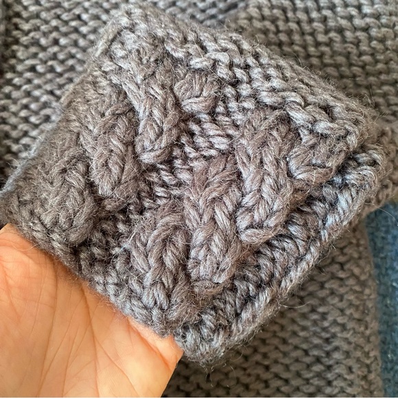 ❄️ WILLI SMITH GREY MIDNIGHT BLUE CHUNKY WOOL HAND KNIT TURTLENECK SWEATER! - Picture 7 of 9